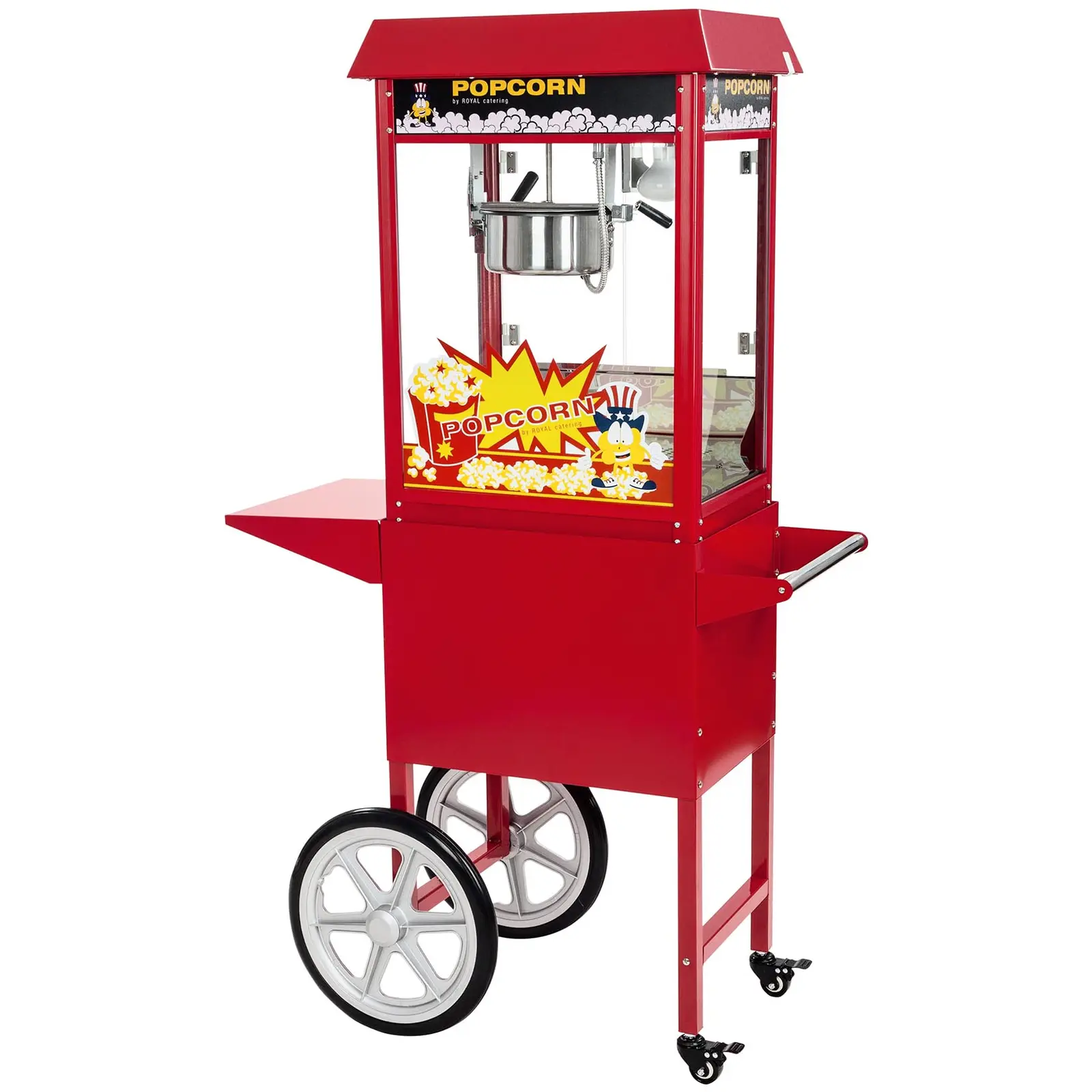 Popcornmaskin med vogn - rød