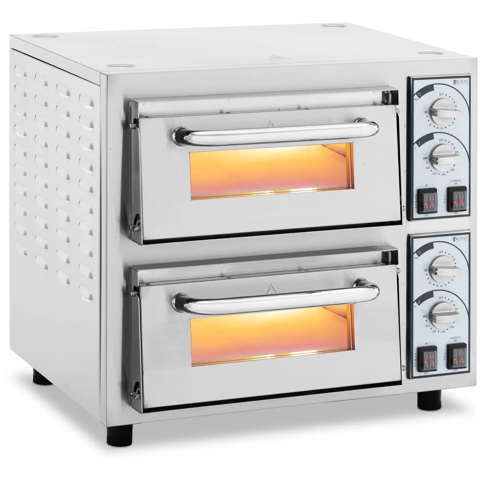 Pizzaovn - 2 kammer - 4400 W - Ø 35 cm - ildfast stein - Royal Catering