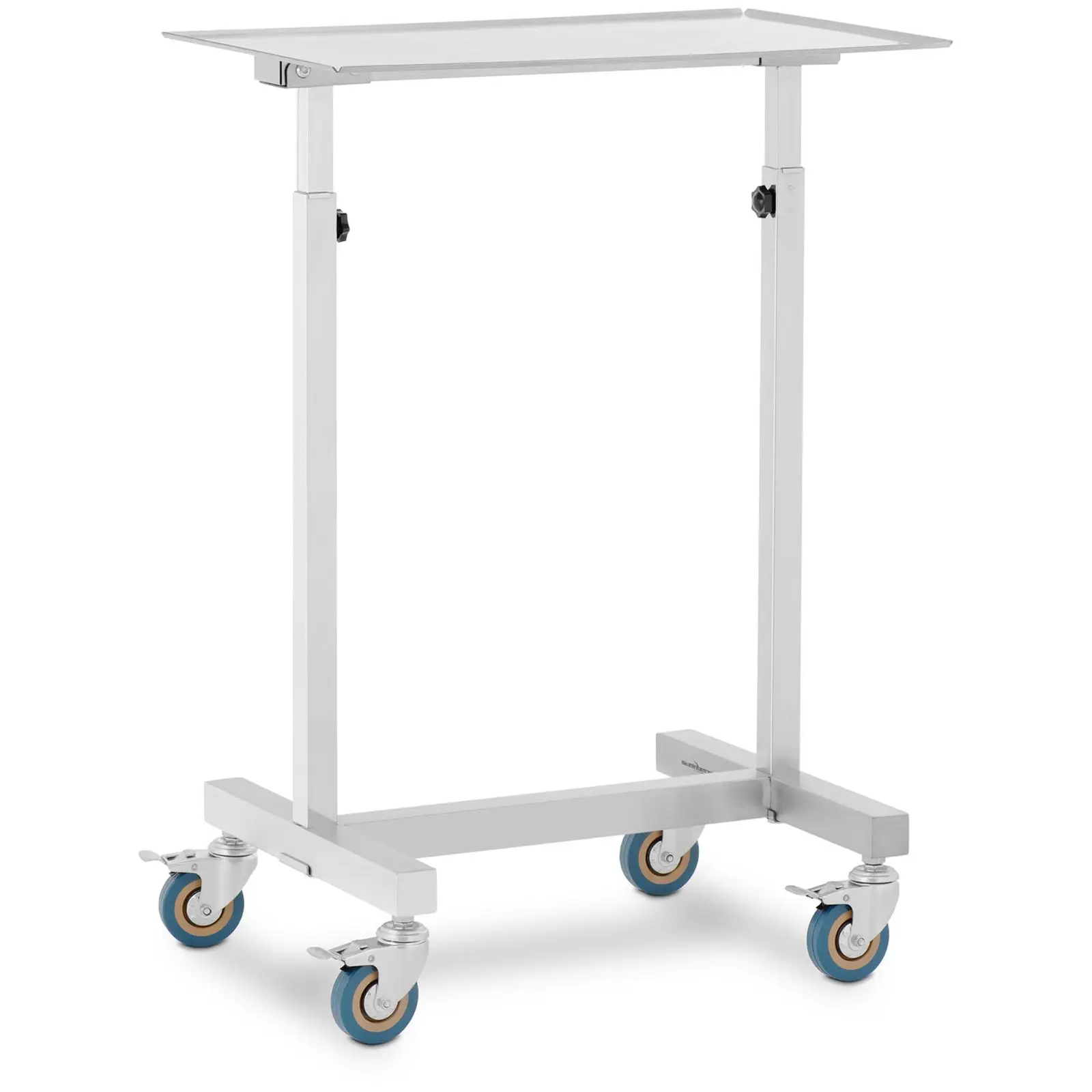 Klinikkbord - rullebord - 600 x 400 mm - høydejusterbart - rustfritt stål og gummi