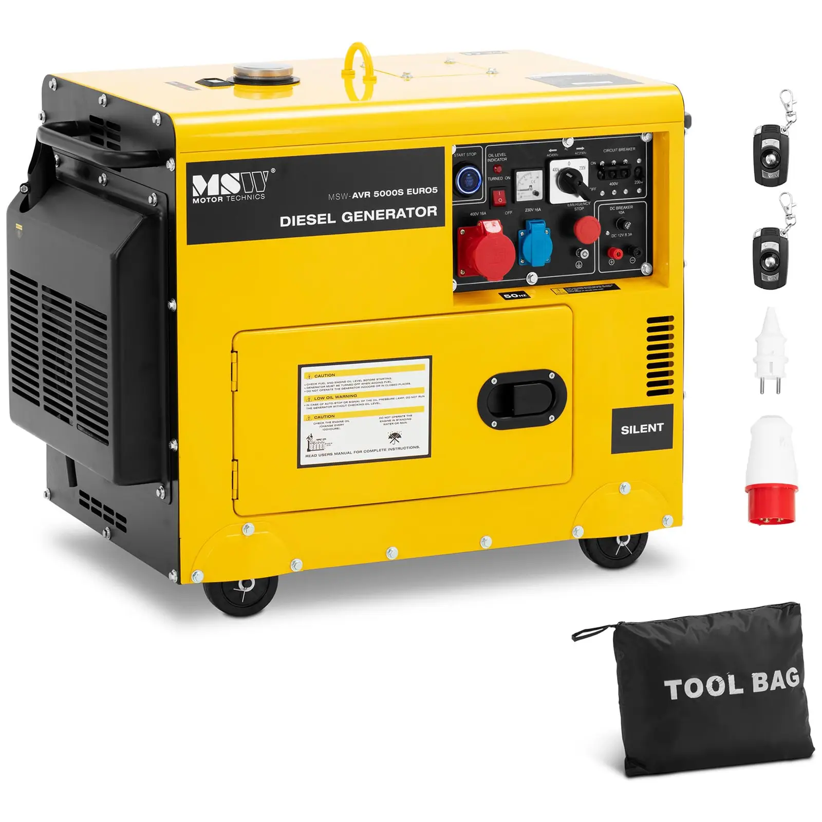 Dieselgenerator - 4250 / 5000 W - 16 L - 240/400 V - mobil - AVR - Euro 5