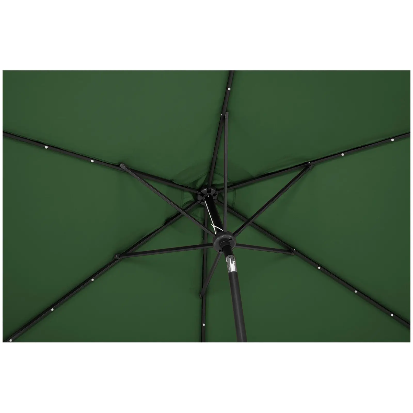 B-varer Parasoll med LED - grønn - rund - Ø 300 cm - kan skråstilles