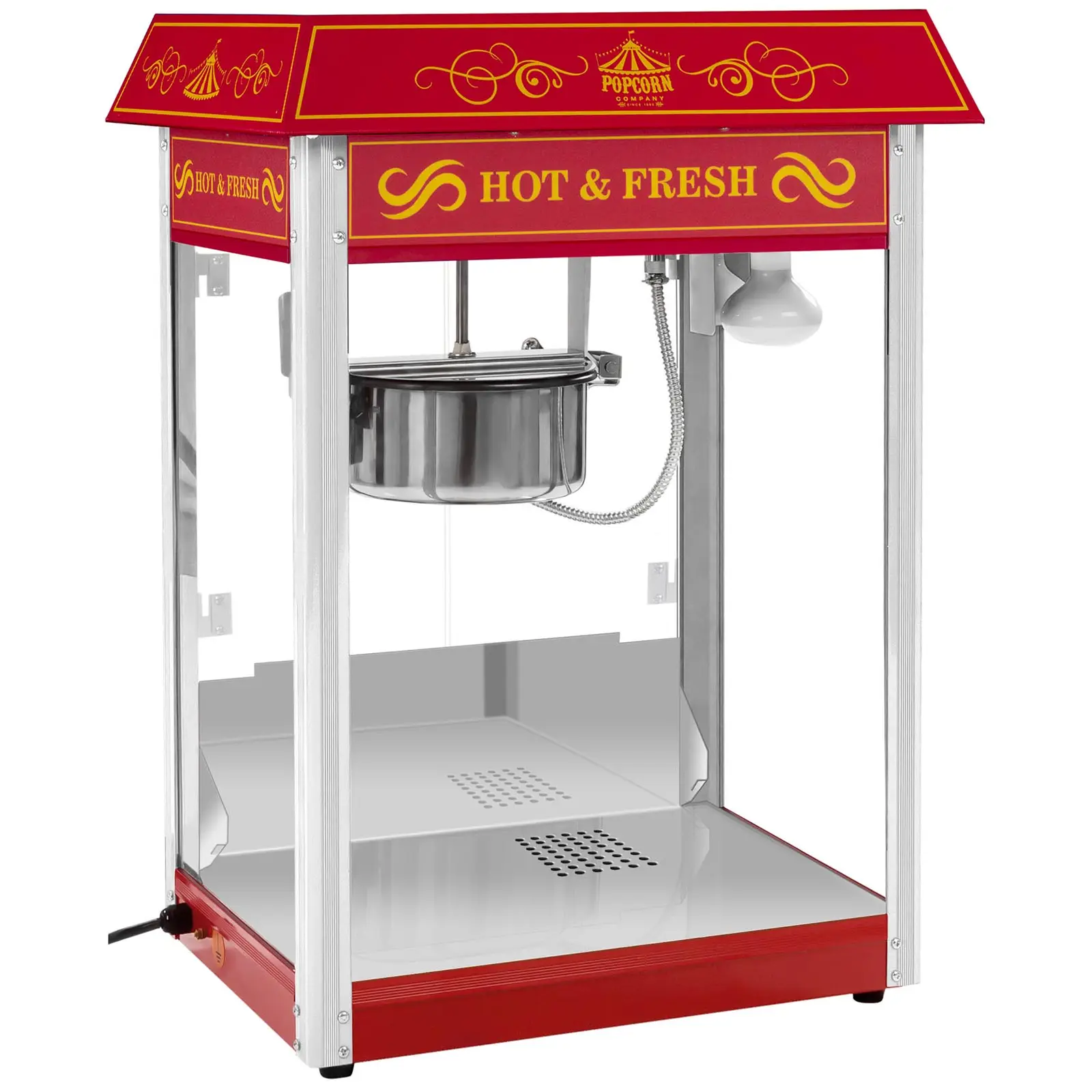 Popcornmaskin med vogn og LED-belysning i Retro-design - rød